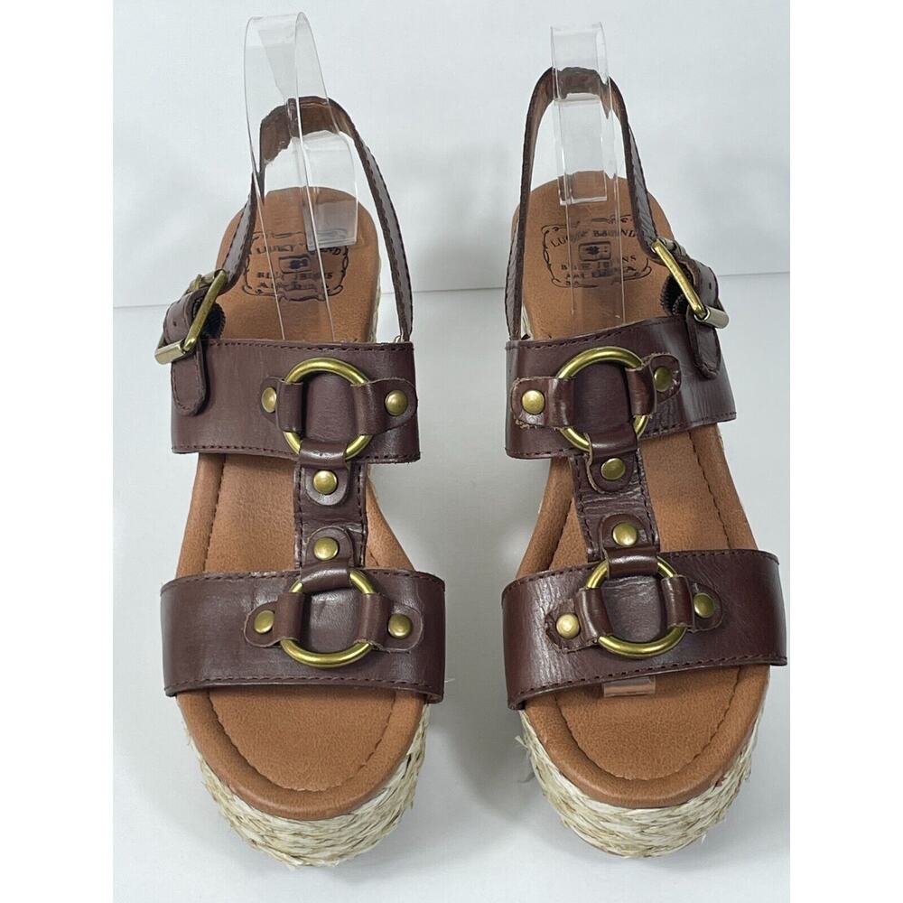 Lucky Brand Womens Size 9.5 Platform Wedge Rattan Rope Sandals